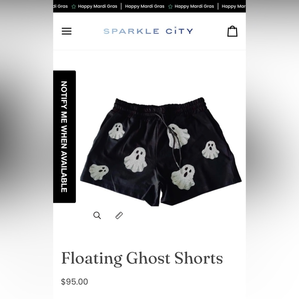 Sparkle City Floating Ghost Satin Shorts - Black & White